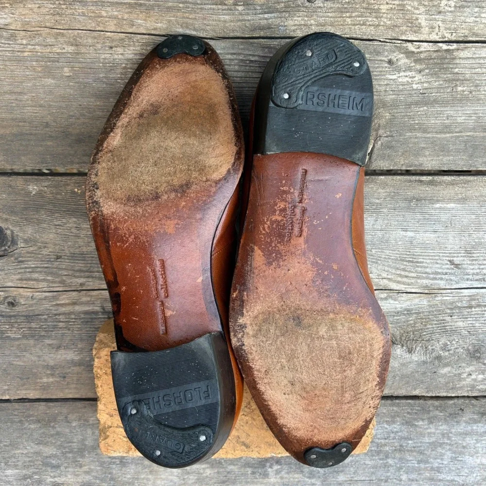 Vintage Florsheim Slip On Dress Loafers 7.5 D Designer Collection Brown Leather